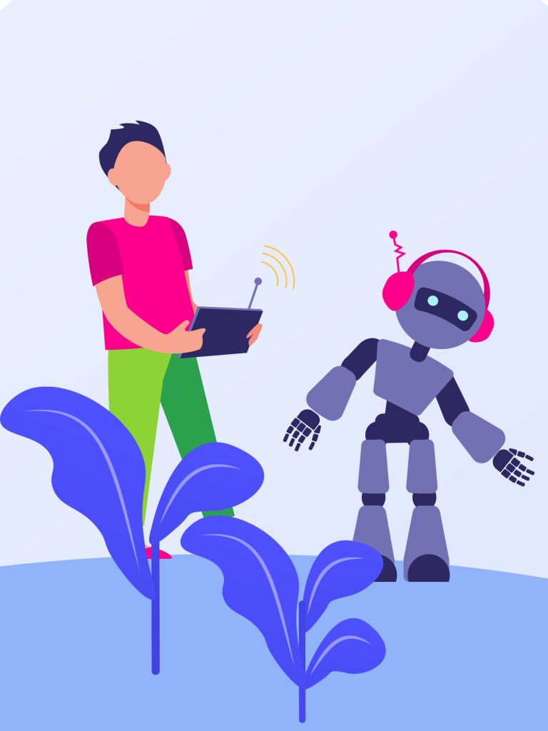 Robot playing with child