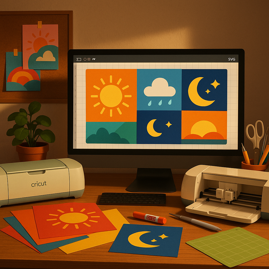 SVG art with day night cycle